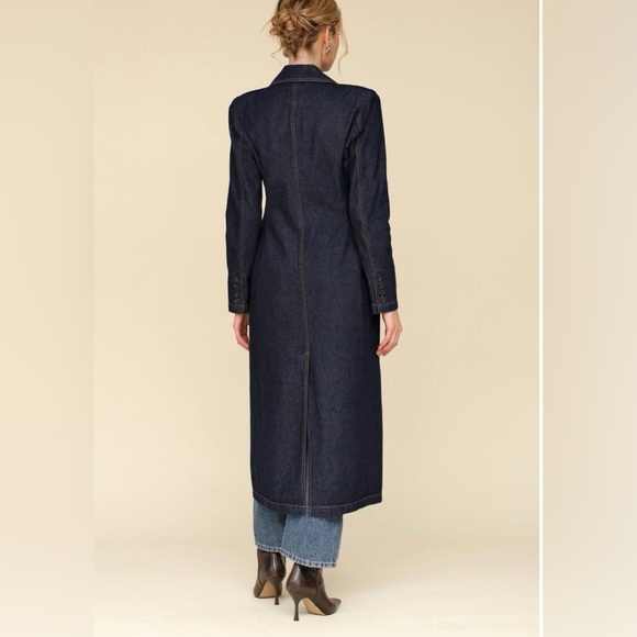 AVEC LES FILLES Tailored Double-Breasted Maxi, Denim Trench Coat, Sz. XS - Picture 13 of 16